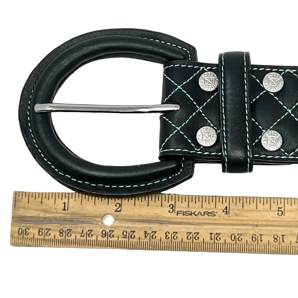 Noble Outfitters Equestrian Classic Quilted Belt Black w/Blue Stitching  sz XL